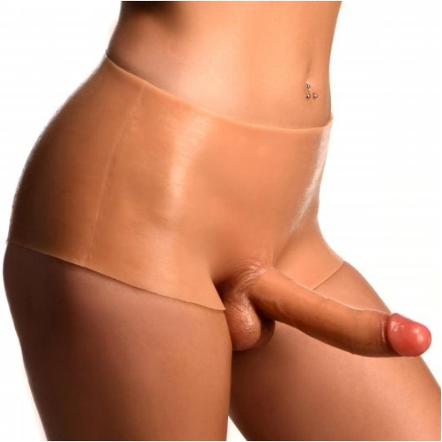 Giyilebilir Silikon Gerçekçi Dildo Pantolon Orta Boy Dolu Strapon