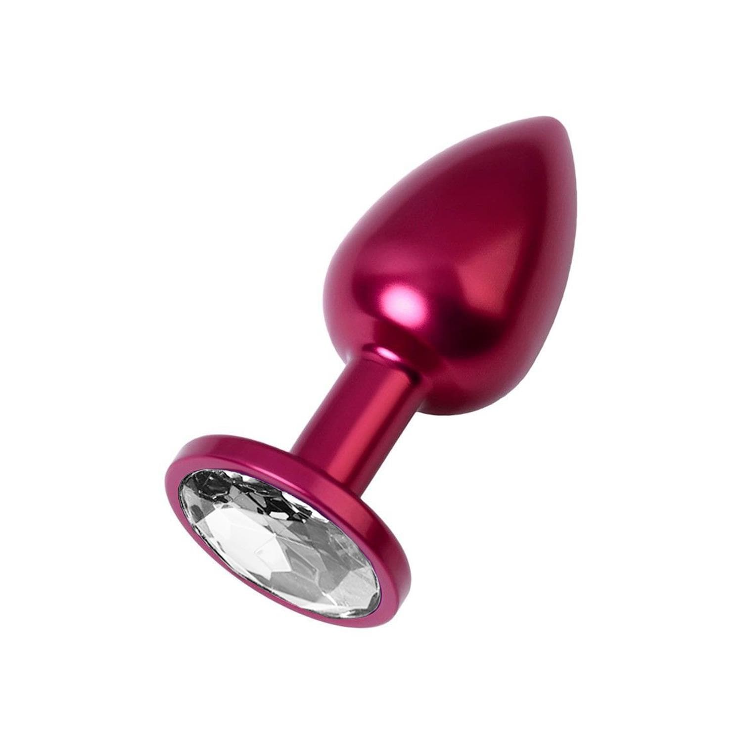 Metal Clear Taşlı Kırmızı Anal Plug Küçük Boy